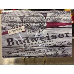 Budweiser King Of Beers 8 x 12 Novelty Metal Sign Shrink-Wrapped New!
